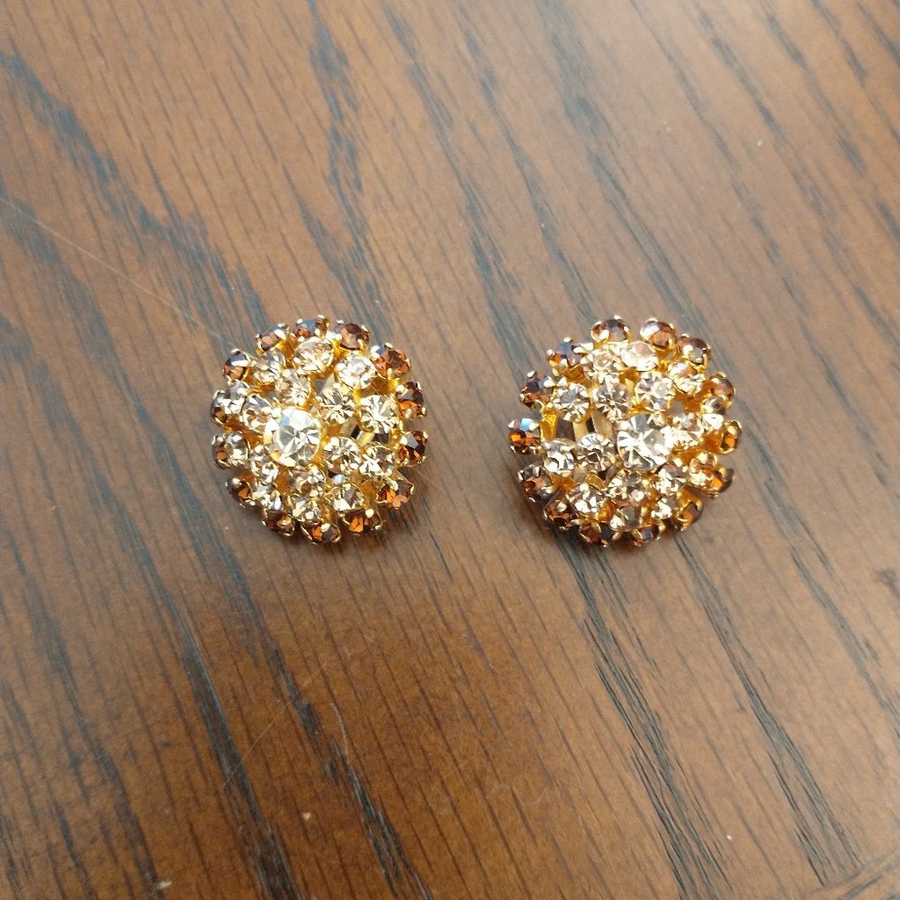 Pristine Vintage Austrian Crystal Earrings - Clip-On